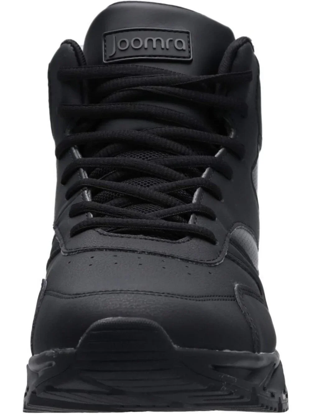Joomra Men's All Black Rubber Leather High Top Athletic Inspired Lace Up Sneaker